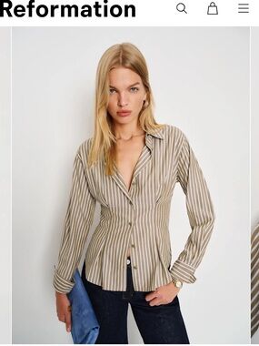Reformation Becker Shirt Brown - Size 6